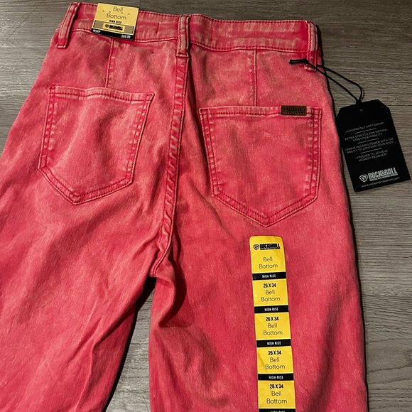 Women’s Rock & Roll Pink Bell Bottom Jeans - Picture 2 of 8